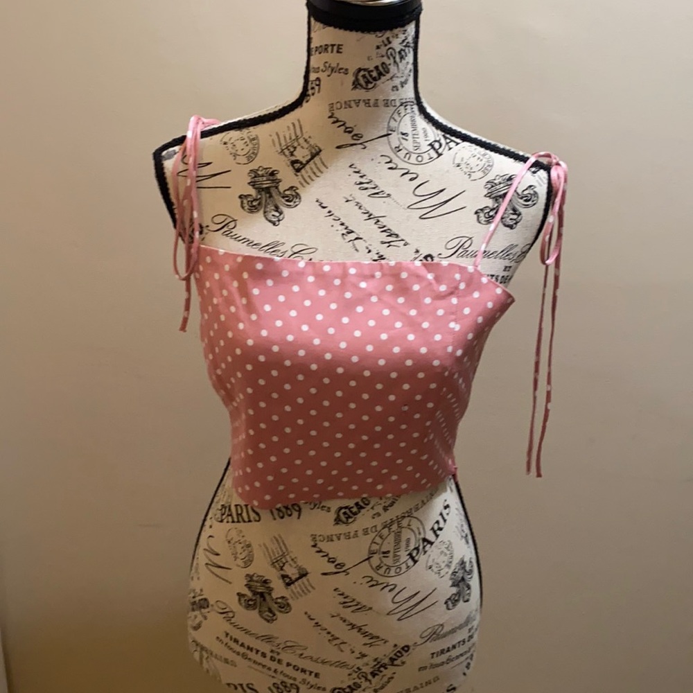 Zara crop polka dot satin top